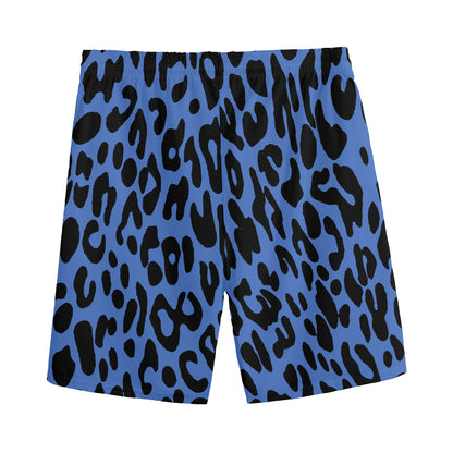 Blue Leopard Print Men's Sports Shorts