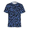 Blue Leopard Print Men's Athletic T-Shirt