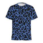 Blue Leopard Print Men's Sports T-Shirt