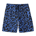 Blue Leopard Print Men's Swim Trunks