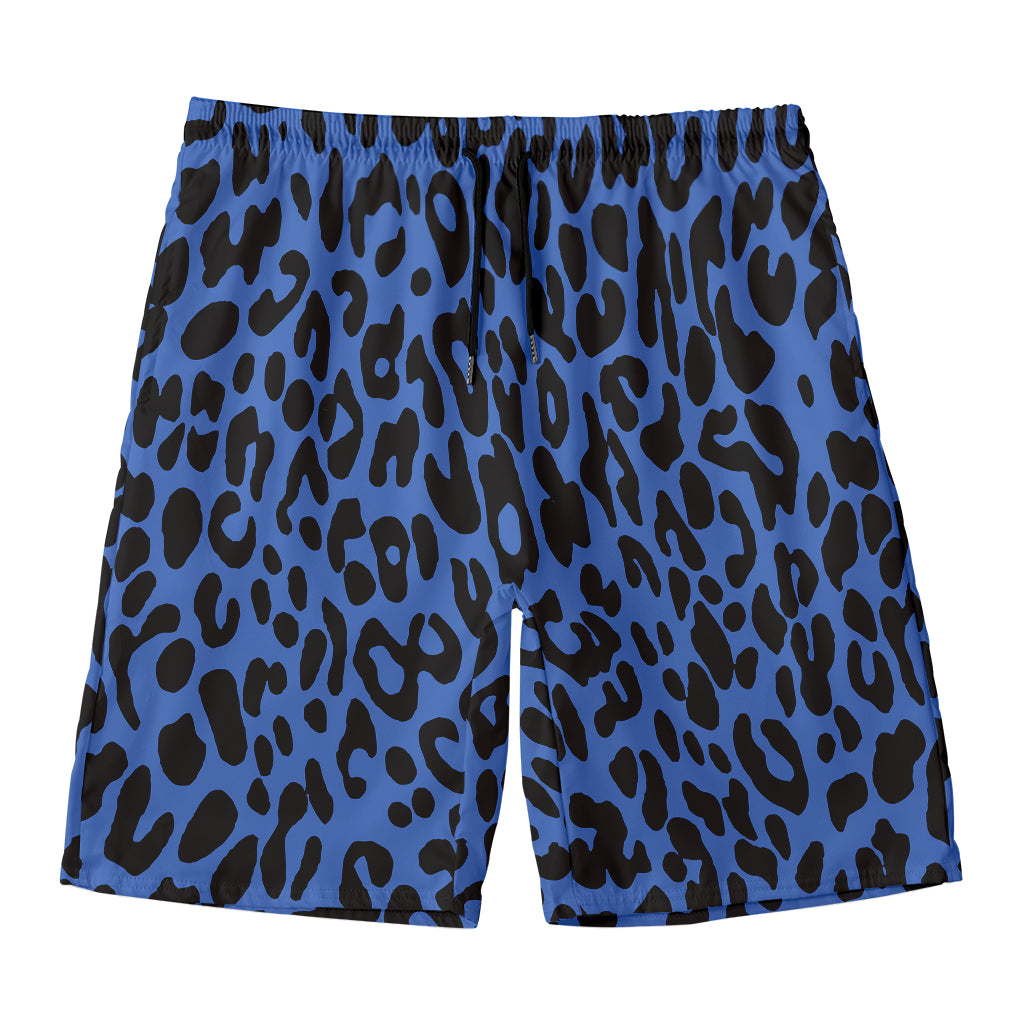 Blue Leopard Print Men's Swim Trunks
