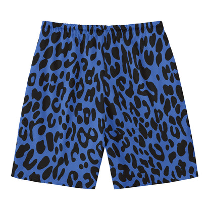 Blue Leopard Print Men's Swim Trunks
