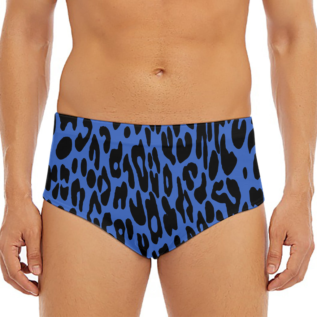 Blue Leopard Print Men's Triangle Swim Briefs