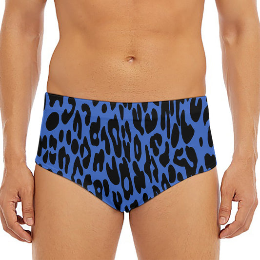 Blue Leopard Print Men's Triangle Swim Briefs