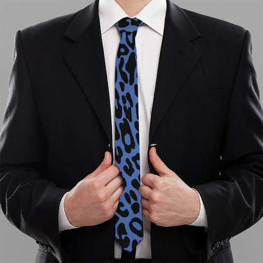 Blue Leopard Print Necktie