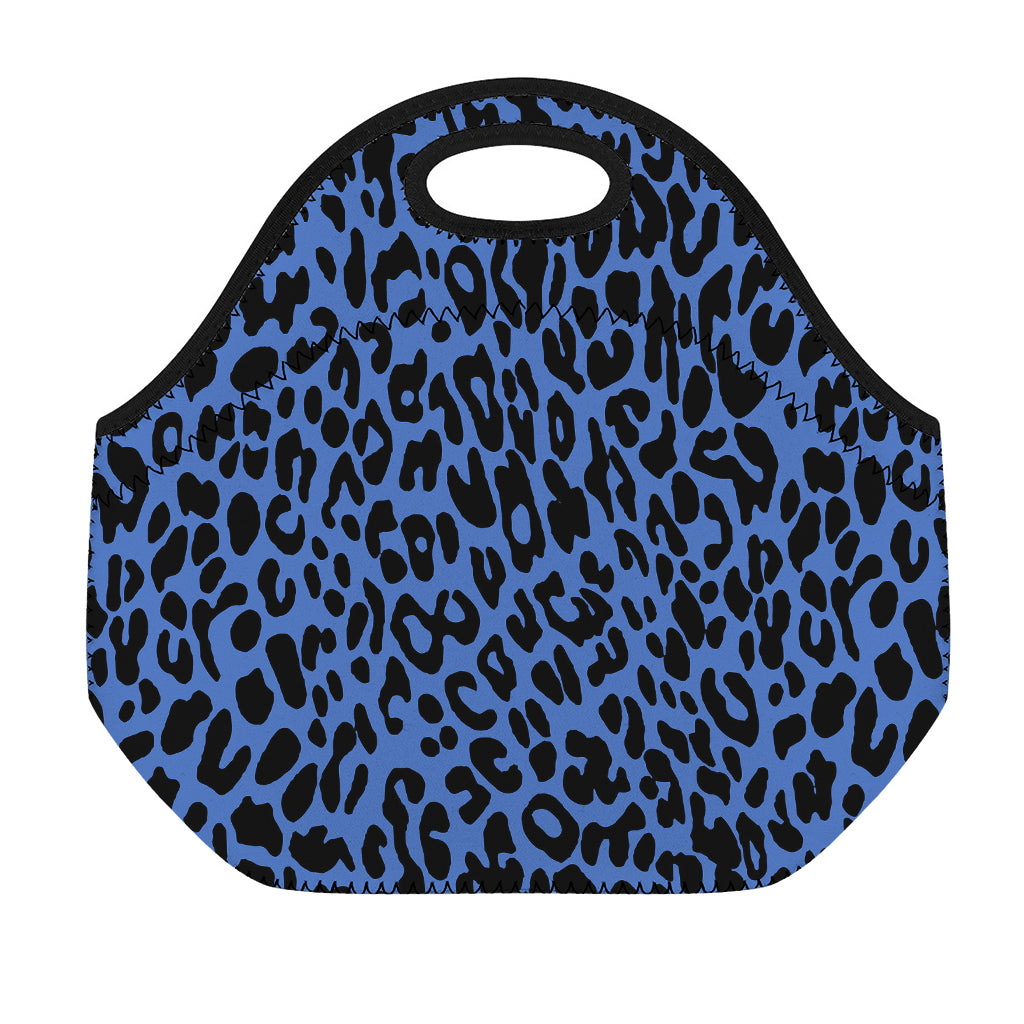 Blue Leopard Print Neoprene Lunch Bag