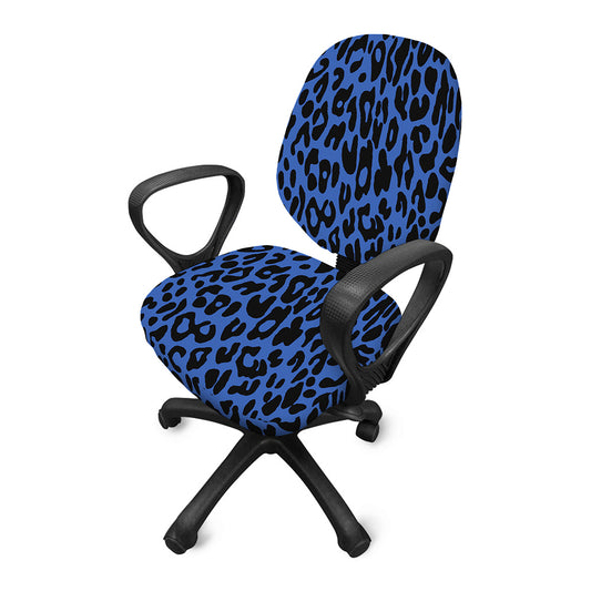 Blue Leopard Print Office Chair Cover