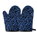 Blue Leopard Print Oven Mitts