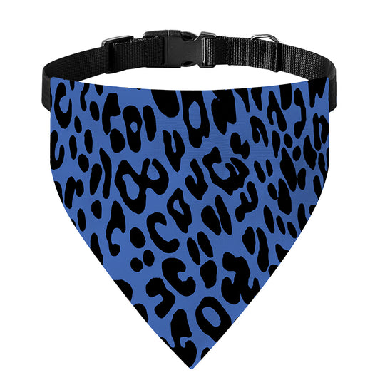 Blue Leopard Print Over The Collar Dog Bandana