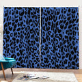 Blue Leopard Print Pencil Pleat Curtains