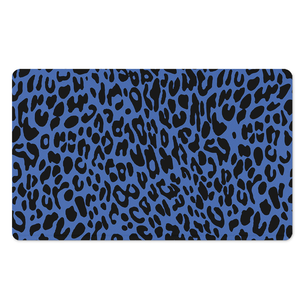 Blue Leopard Print Polyester Doormat