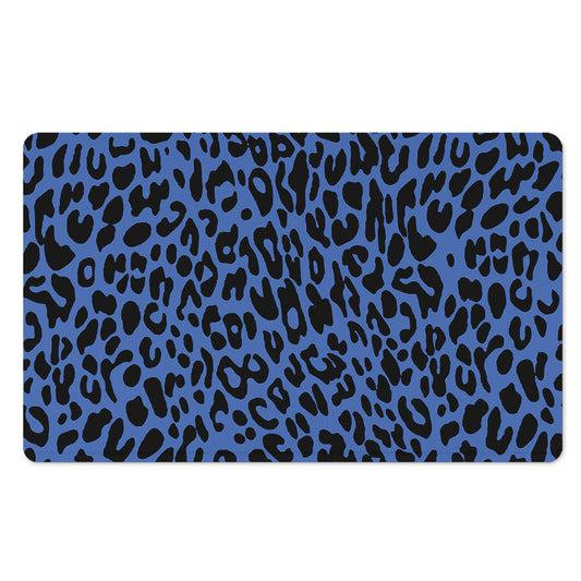 Blue Leopard Print Polyester Doormat