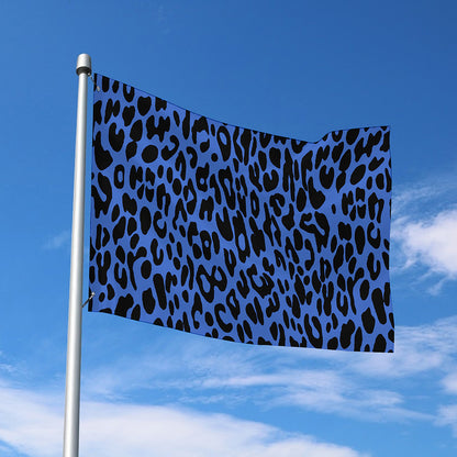 Blue Leopard Print Polyester Flag