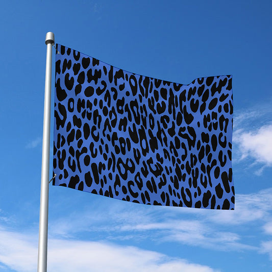 Blue Leopard Print Polyester Flag