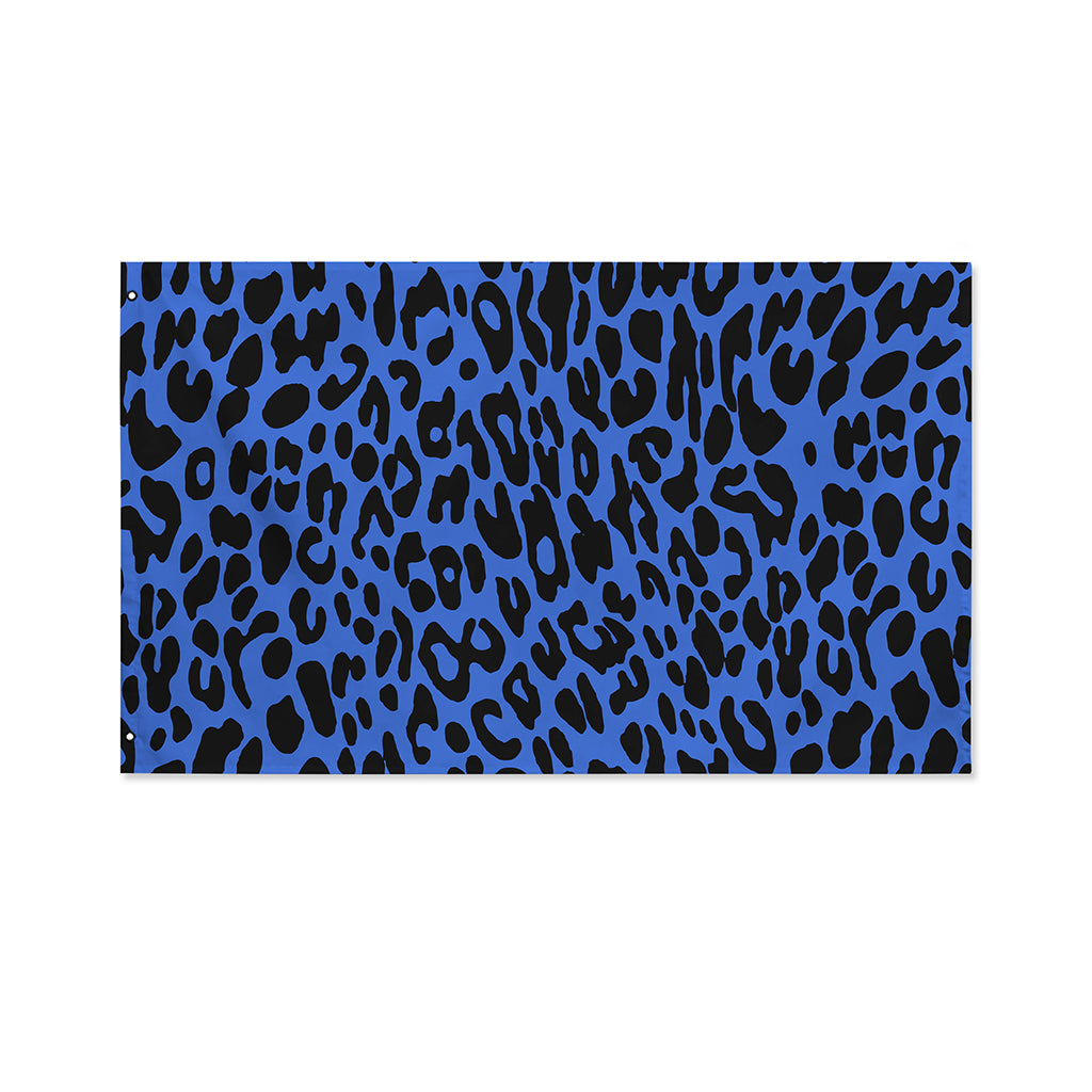 Blue Leopard Print Polyester Flag