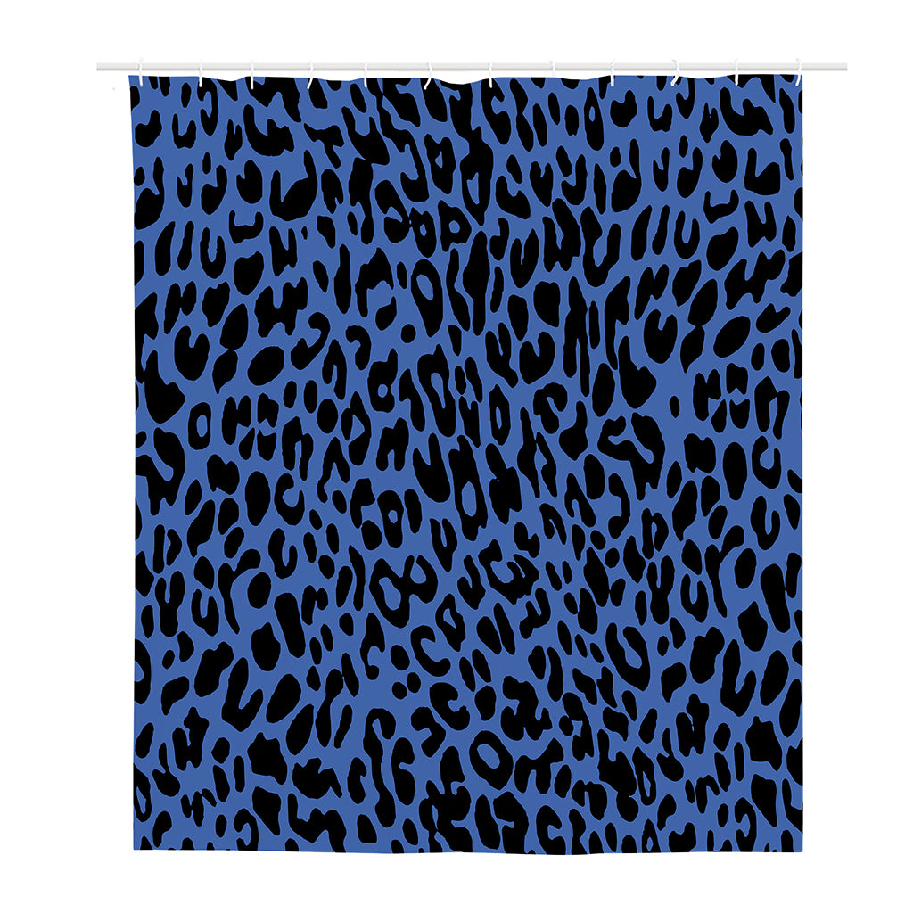 Blue Leopard Print Polyester Shower Curtain