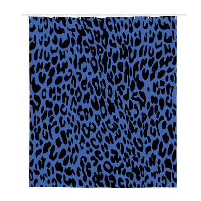 Blue Leopard Print Polyester Shower Curtain