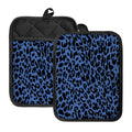 Blue Leopard Print Pot Holders With Pocket