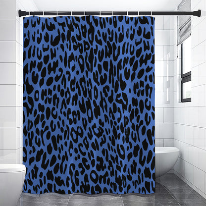 Blue Leopard Print Premium Shower Curtain