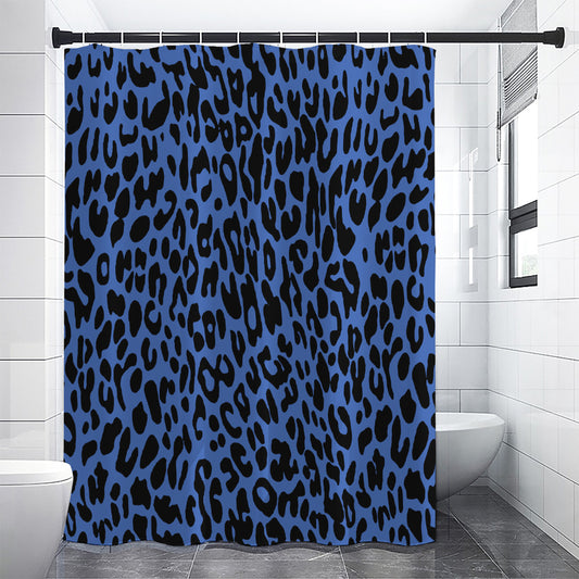 Blue Leopard Print Premium Shower Curtain