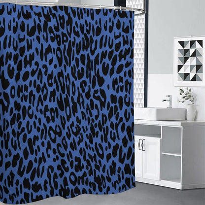 Blue Leopard Print Premium Shower Curtain
