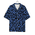 Blue Leopard Print Rayon Hawaiian Shirt