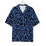 Blue Leopard Print Rayon Hawaiian Shirt