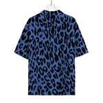 Blue Leopard Print Rayon Hawaiian Shirt