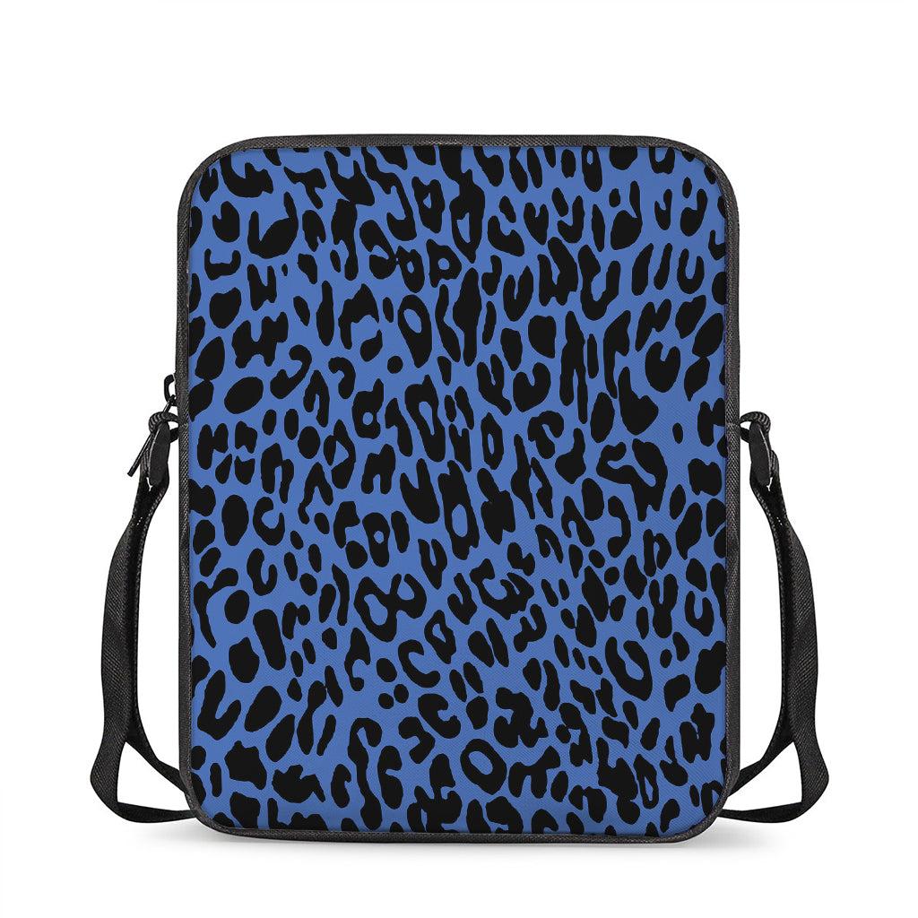 Blue Leopard Print Rectangular Crossbody Bag