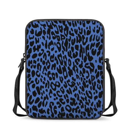 Blue Leopard Print Rectangular Crossbody Bag