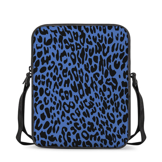 Blue Leopard Print Rectangular Crossbody Bag