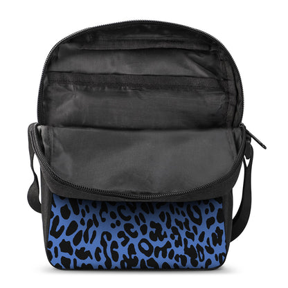 Blue Leopard Print Rectangular Crossbody Bag