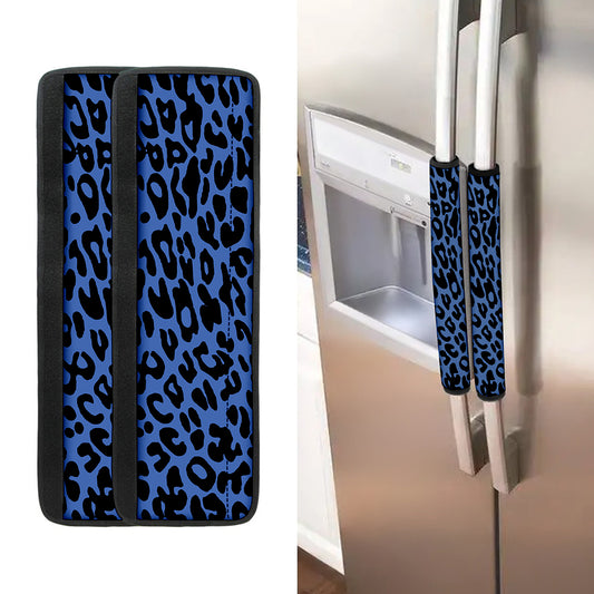 Blue Leopard Print Refrigerator Handle Covers