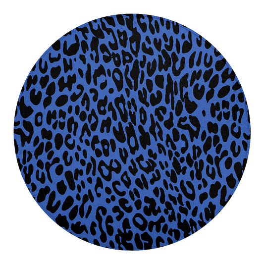 Blue Leopard Print Round Blanket