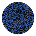 Blue Leopard Print Round Floor Mat