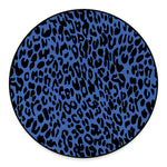 Blue Leopard Print Round Floor Mat