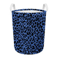 Blue Leopard Print Round Laundry Basket