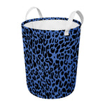 Blue Leopard Print Round Laundry Basket