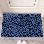 Blue Leopard Print Rubber Doormat