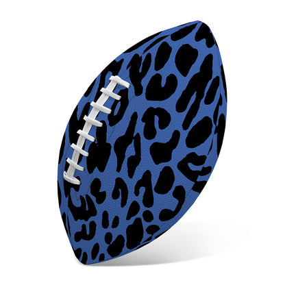 Blue Leopard Print Rugby Ball