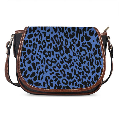 Blue Leopard Print Saddle Bag