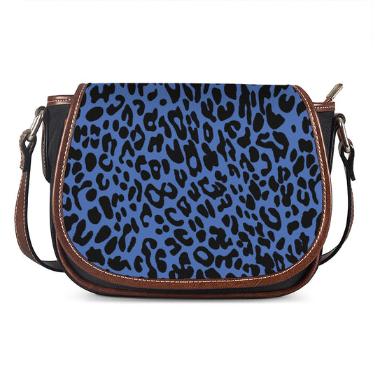 Blue Leopard Print Saddle Bag
