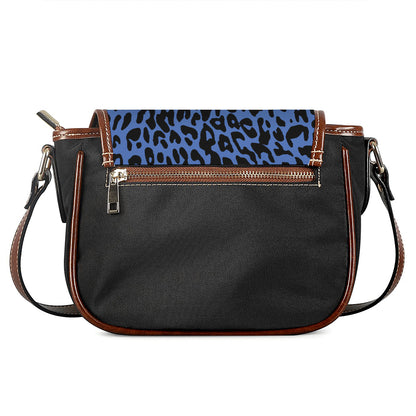 Blue Leopard Print Saddle Bag