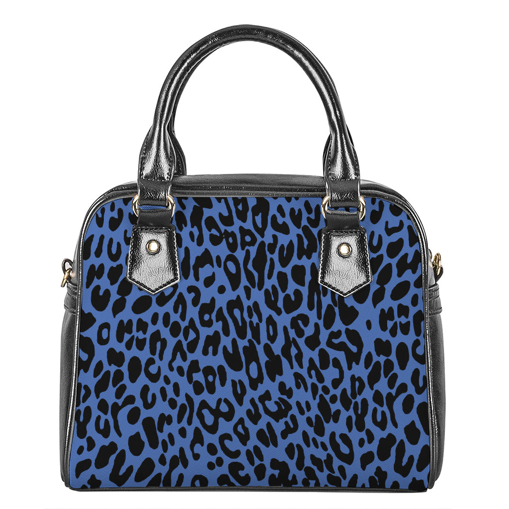 Blue Leopard Print Shoulder Handbag