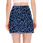 Blue Leopard Print Side Slit Mini Skirt