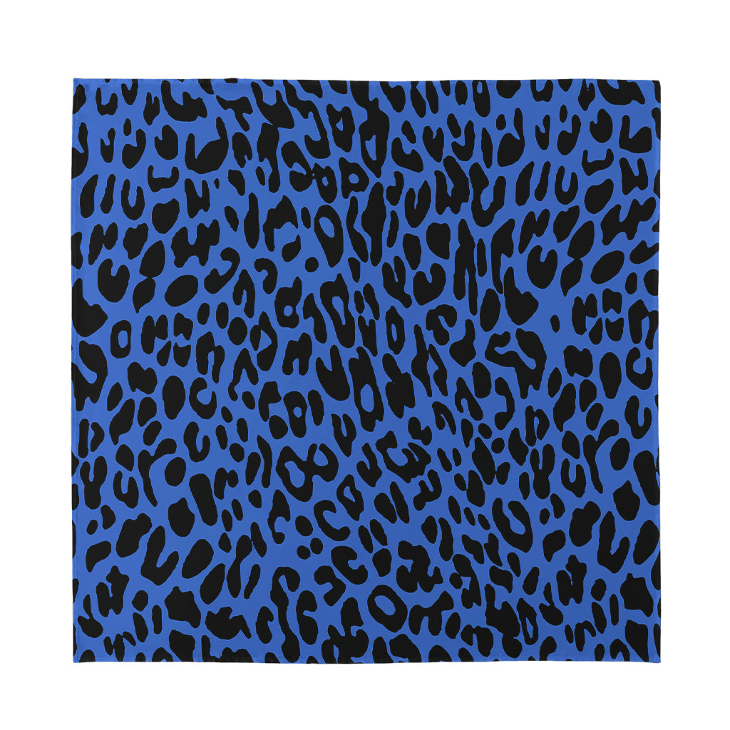 Blue Leopard Print Silk Bandana
