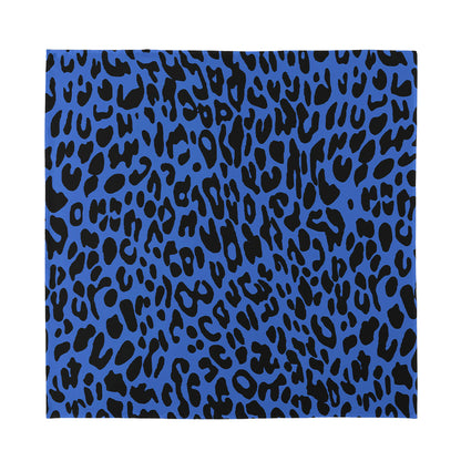 Blue Leopard Print Silk Bandana