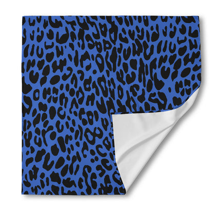 Blue Leopard Print Silk Bandana