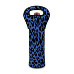 Blue Leopard Print Single Neoprene Wine Tote