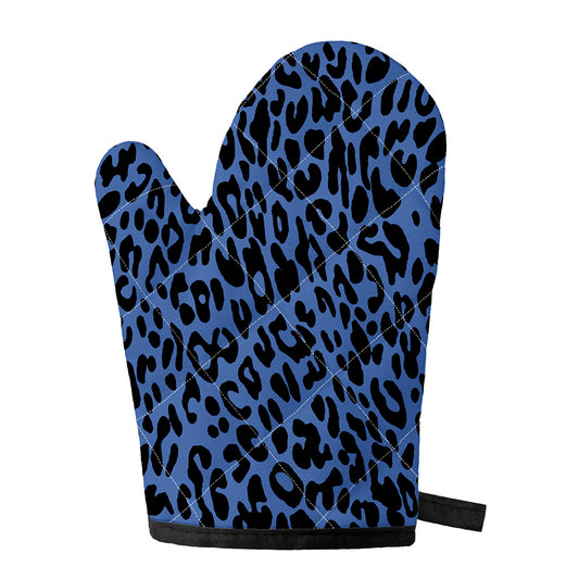 Blue Leopard Print Single Oven Mitt